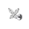 Pendientes de Aleación de Titanio F136, Pendientes de Mariposa de Circonita de Grado Médico, Clavos para Cartílago de Oreja de Nicho, Labret con Rosca Interna, Joyería para Piercings