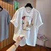Talla Grande MM Gordita 2026 Verano Nuevo Algodón Puro Estilo Coreano Moda Versátil Nicho Cuello Redondo Hombro Normal Manga Corta Camiseta Top Mujer