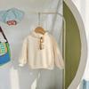 Suéter forrado de polar para niña, ropa de otoño e invierno en color caramelo, estilo occidental, para niña de 2 a 7 años, suéter con capucha para bebé, otoño e invierno.