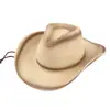 Chapéu de Palha Estilo Novo Ocidental Cowboy Transfronteiriço para Homens e Mulheres, Moda Primavera e Verão Chapéu à Prova de Vento Cor Gradiente, Chapéu Jazz, Chapéu de Sol