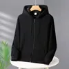 Moletom com Capuz e Zíper de Algodão Novo Estilo para Outono e Inverno, Blusa Fina Casual Solta, Jaqueta com Capuz Forrada de Lã Unissex