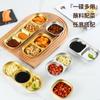 Plato de acero inoxidable 304 estilo coreano, plato para condimentos, plato para salsas, plato para barbacoa, plato para salsas doradas, plato de dos y tres compartimentos