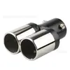 Silenciador de Tubo de Escape Modificado para Coche, Tubo de Cola de Doble Salida, Cubierta de Tubo de Cola de Escape para Carreras, Tubo de Cola de Escape de Acero Inoxidable
