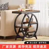 Mesa de entrada estilo americano en stock con combinación de hierro y madera, aspecto vintage envejecido, marco de hierro, forma personalizable, mesa estrecha para recibidor