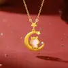 Colar Original Xingyue Cavalo Fofo para Mulheres, Prata Pura, Design de Nicho, Novo Estilo Chinês, Pingente de Ouro Antigo Jade Hetian, Colar do Ano do Cavalo