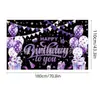 Novos adereços de decoração de aniversário transfronteiriços: Bandeiras decorativas de poliéster 100D, tecido para fundo de aniversário, faixas e dísticos personalizados