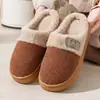 Pantuflas de algodón para pareja de mujer y hombre 2026, sencillas y cómodas para uso en interiores, engrosadas para abrigar, pantuflas ligeras para el hogar