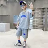 Roupa Infantil Meninos Traje de Verão 2025 Novo Verão Camiseta de Manga Curta Shorts Conjunto de Duas Peças Bonito Moderno 8