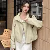 Jaqueta Curta de Couro Dupla Face Estilo Retrô para Mulheres, Temporada de Primavera, Versátil, Emagrecimento, com Gola Lapela