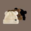 Gorro de Lana Tejido con Orejas de Oso Lindas Daifa para Mujer Invierno 2024 Explosiones Coreano Suelto Protección para Orejas