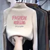 Roupa íntima infantil quente de gola alta parcial para outono e inverno, top estiloso de manga comprida para meninas, camiseta básica redonda de veludo alemão da moda