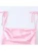 Vestido rosa elástico de tirantes finos estilo europeo y americano con lazo, marca Z, ropa para mujer de AliExpress, moda de venta caliente transfronteriza, satén de seda