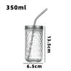 Copo de bebida de vidro de palha de pedreiro Copo de suco de diamante extrato frio café leite chá suco bebida garrafa de vidro atacado