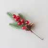 Frutas Vermelhas de Natal Frutas Silvestres Folha de Pinheiro Folha Caduca Fruto de Cedro Folha Artificial Garfo Galho Acessórios DIY Decorações de Natal