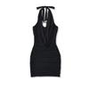 Costura Gola Balanço Malha Sem Mangas Decote V Pendente Vestido Verão Feminino Sexy Desejo Puro Garota Apimentada Cor Sólida Saia Quadril