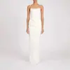 Vestido largo de noche strapless estilo europeo y americano para mujer, con cintura plisada, corte ajustado, bodycon, abertura en la espalda, adecuado para banquetes y fiestas, venta al por mayor