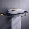 Novo Porta-Toalhas de Banho Barra de Toalha Poste Único Aço Inoxidável 304 Porta-Papel Higiênico Pingente Ferragens de Banheiro Preto Dourado Copo para Enxaguante Bucal