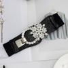 Hebilla en forma de flor en forma de diamante sello de cintura elástico decoración de vestido de moda para mujer 5 cm cinturón ancho elástico 7 tres tamaños
