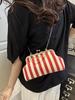 Bolso de Mano Casual Nuevo de Verano 2025 Cadena Exquisito Bolso de Hombro Rayado de Paja Casual Color Sólido Bandolera para Mujer