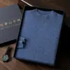 Suéter de cachemira de cuello alto medio para hombre, capa base de lana simple para otoño e invierno, suéter de punto holgado