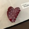 Pinza de tiburón negra en forma de corazón para recogido, elegante pinza para el pelo floral para la parte trasera de la cabeza, gran accesorio para el pelo de pinza de garra estilo nuevo 2026