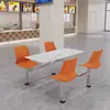 Mesa de Refeitório para Funcionários Restaurante Escolar Lanchonete Fábrica Moderna Peça Única Empresa Aço Inoxidável Refeitório Fast Food Mesa e Cadeiras