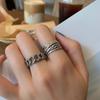 Anillo trenzado estilo coreano vintage desgastado para mujer, adecuado para ir al trabajo, estilo europeo y americano moderno, diseño único, anillo abierto para dedo índice