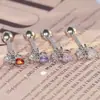 Piercing de Língua Aranha Quatro Cores Aço Inoxidável Cobre Incrustado Zircônia Joia de Língua Espiral Externa Novo Estilo Argola de Língua Joias para Body Piercing Atacado
