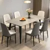 Mesa de comedor de mármol estilo nórdico, un juego de mesa y sillas de comedor para uso doméstico, con un diseño simple, moderno y lujoso, adecuado para apartamentos pequeños, con tablero rectangular