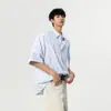 Nova Camisa Masculina de Manga Curta Listrada Verão 2025 Estilo Coreano Marca da Moda Solta Tamanho Plus Casual para Homens