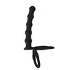 Tapón anal de próstata unisex con doble anilla de silicona y cuentas posteriores. Suministros sexuales para adultos.