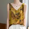 Nueva Camisola Estampada sin Mangas para Mujer, Jersey de Cuello en V, Top Satinado Sencillo de Nicho, Camisa Básica Estilo Verano 2026