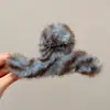 2026 Nuevo Pinza para el Cabello de Flor de Felpa Estilo Coreano Otoño/Invierno, Pinza de Tiburón con Lazo Color Café, Pinza Grande para el Cabello para Mujeres
