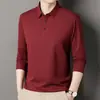 Conjunto para Nuevo Padre 2025 Primavera y Otoño Camisa de Manga Larga con Cuello Campana para Hombre, Camiseta Básica Casual para Hombre de Mediana Edad, Top Casual, Color Sólido