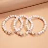 Pulsera de Flores de Gota de Aceite con Perlas Acrílicas de Tres Piezas Estilo Europeo y Americano, Moda Sencilla de Nicho, Joyería de Mano Elegante para el Trayecto