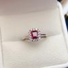 Anillo de Rubí Natural Popular al por Mayor de Fábrica Plata S925 Incrustado Piedra Principal 4*5 Joyería de Lujo Venta Directa de Fábrica