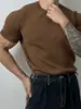 Camiseta de punto a rayas de manga corta con cuello redondo, Camiseta muscular ajustada de manga larga estilo británico para hombre, Mayorista transfronterizo de comercio exterior
