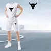 Conjunto de Duas Peças Masculino para Corrida de Secagem Rápida, Regata Sem Mangas, Roupa para Treinamento Físico, Camisa de Basquete, Regata de Verão com Shorts, Em Estoque