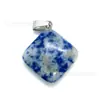 Colar com Pingente Quadrado Oblíquo, Brincos e Acessórios de Joias de Pedra Preciosa Ágata de Cristal Natural, Vendido Quente na Aliexpress Transfronteiriça