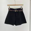 Shorts Casuais Femininos 2025 Início do Outono Novo Estilo Coreano ins Retrô Preto Temperamento Cintura Alta Calças de Alfaiataria Perna Larga Hot Pants