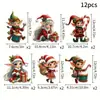 Set Plano 2D de 12 Piezas de Duende Navideño para Fiesta Navideña, Decoraciones para Árbol de Navidad, Adornos de Atmósfera Festiva, Decoraciones Colgantes