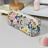 Bolsa de Maquiagem Grande Capacidade Estilo Ins com Estampa de Laço de Tecido, Estojo de Papelaria Minimalista de Nicho, Estojo de Lápis