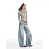 Calça Jeans Wide Leg Azul Vintage de Cintura Alta para Mulheres Altas, Estilo Americano, Emagrecimento, Solta, Fluida, Comprimento no Chão