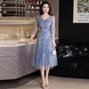 Vestido Mini Comércio Exterior 2026 Novo Modelo Aliexpress Vestido de Tule com Renda Azul Vestido para Festa de Aniversário de Estudante de Artes Fabricante Fornecedor
