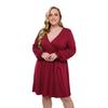 Europa y Estados Unidos comercio exterior moda caliente temperamento color sólido cuello en V talla grande vestido