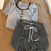 Conjunto de Pijama Feminino de Verão Estilo Coreano Falso Duas Peças com Mangas Curtas e Bojos, Roupa de Casa Casual Estilo Preguiçoso, Atacado Transfronteiriço
