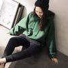 Traje de sudadera y pantalones de sudadera gruesos con forro polar para otoño e invierno para estudiantes nuevos, manga larga, color sólido, top con capucha, pantalones harén, conjunto de dos piezas