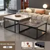 Mesa de Centro Cuadrada Sala de Estar Hogar Apartamento Pequeño Mesa Simple Moderna Piedra Sinterizada Lujo Ligero Influencer Vidrio Templado Mesa de Centro Pequeña