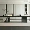 Mesa de Isla y Sillas Modernas Minimalistas de Lujo Ligero, Mesa de Centro de Pizarra de Madera Maciza de Tablero Grande Estilo Chino de Diseñador de Gama Alta
