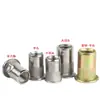 Tuerca remachable de cabeza plana con patrón vertical, tuerca de tracción, semihexagonal, tuerca de tracción hembra, color zinc, zinc blanco, acero al carbono, acero inoxidable 304, tapa de tracción